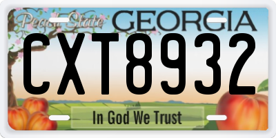 GA license plate CXT8932