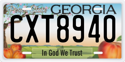 GA license plate CXT8940