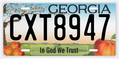 GA license plate CXT8947