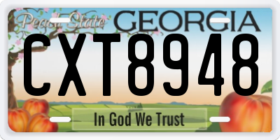 GA license plate CXT8948