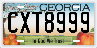 GA license plate CXT8999