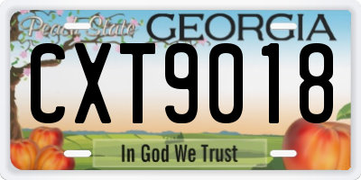 GA license plate CXT9018
