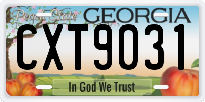 GA license plate CXT9031