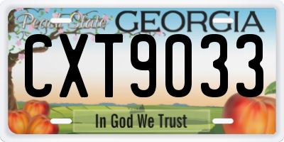 GA license plate CXT9033