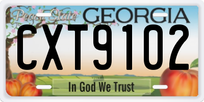 GA license plate CXT9102
