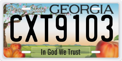 GA license plate CXT9103