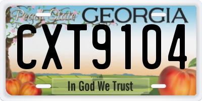 GA license plate CXT9104