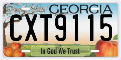 GA license plate CXT9115