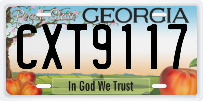 GA license plate CXT9117