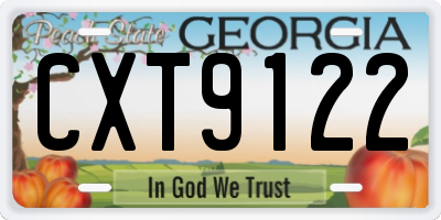 GA license plate CXT9122
