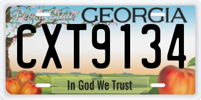 GA license plate CXT9134