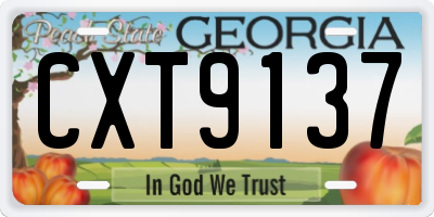 GA license plate CXT9137