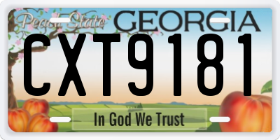 GA license plate CXT9181