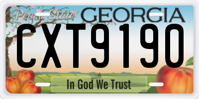 GA license plate CXT9190
