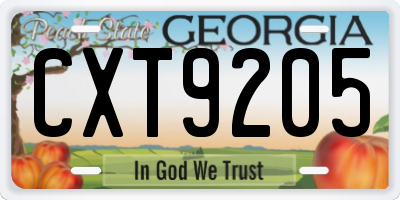 GA license plate CXT9205