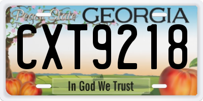 GA license plate CXT9218