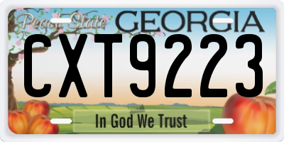 GA license plate CXT9223