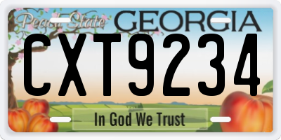 GA license plate CXT9234
