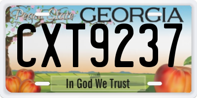 GA license plate CXT9237