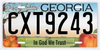 GA license plate CXT9243