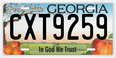 GA license plate CXT9259