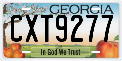 GA license plate CXT9277
