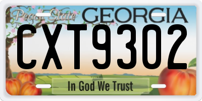 GA license plate CXT9302