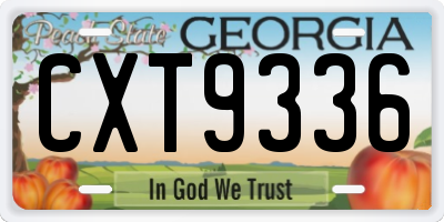 GA license plate CXT9336