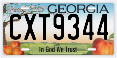GA license plate CXT9344