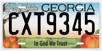 GA license plate CXT9345