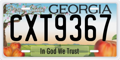 GA license plate CXT9367