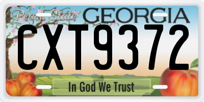 GA license plate CXT9372