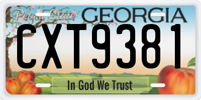 GA license plate CXT9381