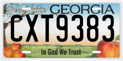 GA license plate CXT9383
