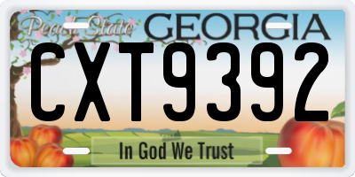 GA license plate CXT9392