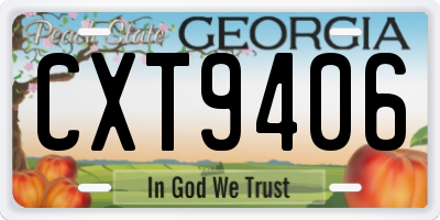 GA license plate CXT9406
