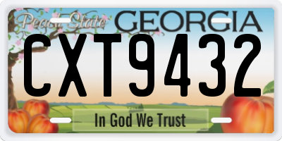 GA license plate CXT9432