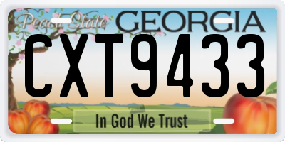 GA license plate CXT9433