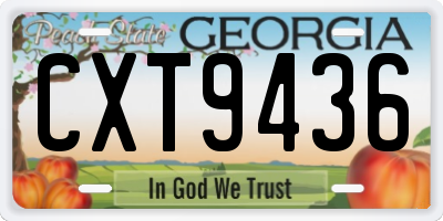 GA license plate CXT9436