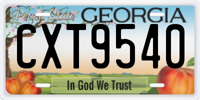 GA license plate CXT9540