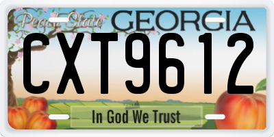GA license plate CXT9612