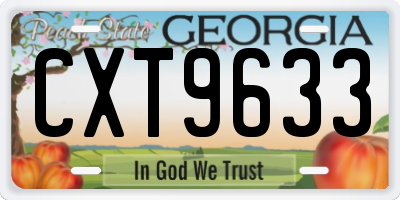 GA license plate CXT9633