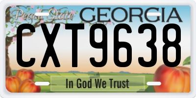 GA license plate CXT9638