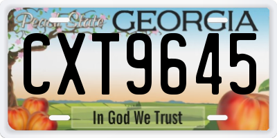 GA license plate CXT9645