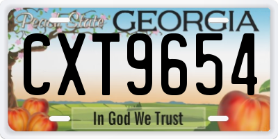 GA license plate CXT9654
