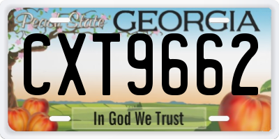 GA license plate CXT9662