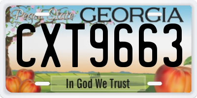 GA license plate CXT9663