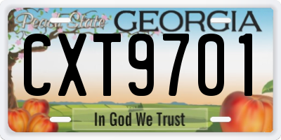 GA license plate CXT9701