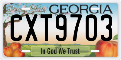 GA license plate CXT9703