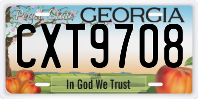 GA license plate CXT9708
